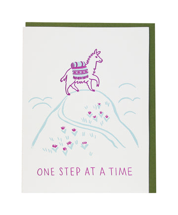 Llama Uphill - Tough Times Encouragement Card